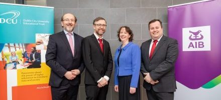 AIB Chair in Data Analytics Inaugural Lecture - Professor Brian MacCraith, President of DCU, AIB Chair in Data Analytics, Professor Tomas Ward and Professor Lisa Looney, Executive Dean, Faculty of Engineering and Computing at DCU and Robert Mulhall, Director of Consumer Banking, AIB.