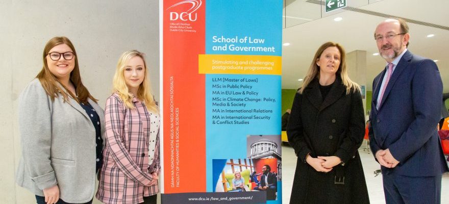 NTR Foundation Scholarships recipients for 2018/19 pictured with Vicky Brown of NTR Foundation and Professor Brian MacCraith, President of DCU